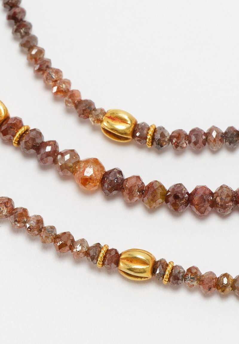 Greig Porter 18K Twist Crowned Fluted Rounds & Grey & Brown Diamond Beaded Necklace 17"