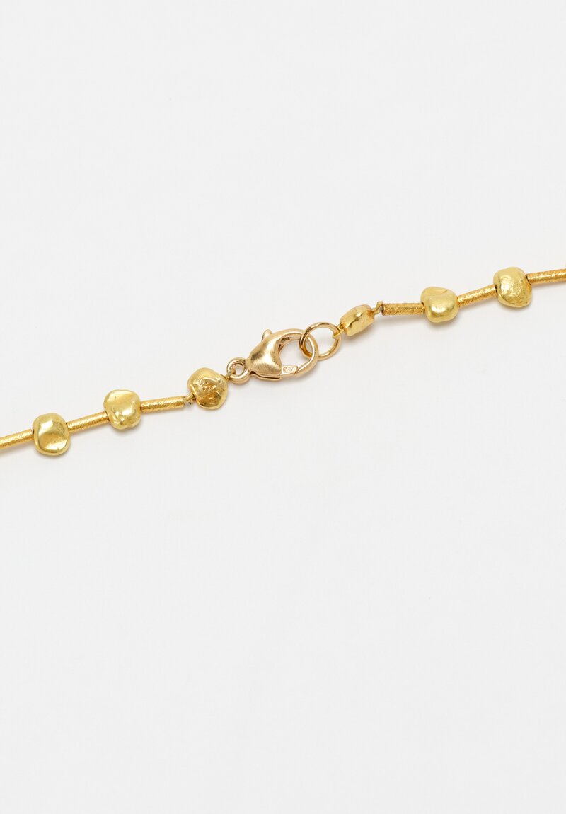 Greig Porter 18K Nuggets & Brushed Gold Cylinders Beaded Necklace 17"