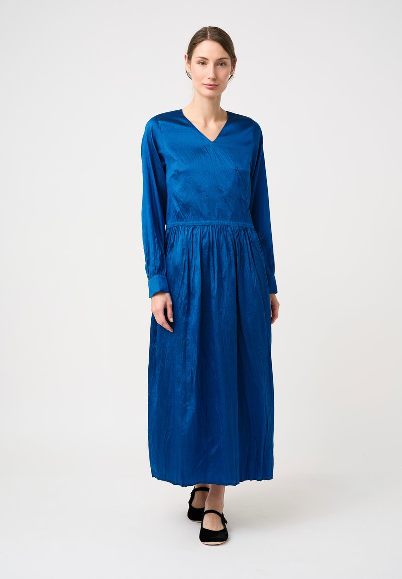 Christian Peau Gathered Silk Wrap Dress in Ocean Blue