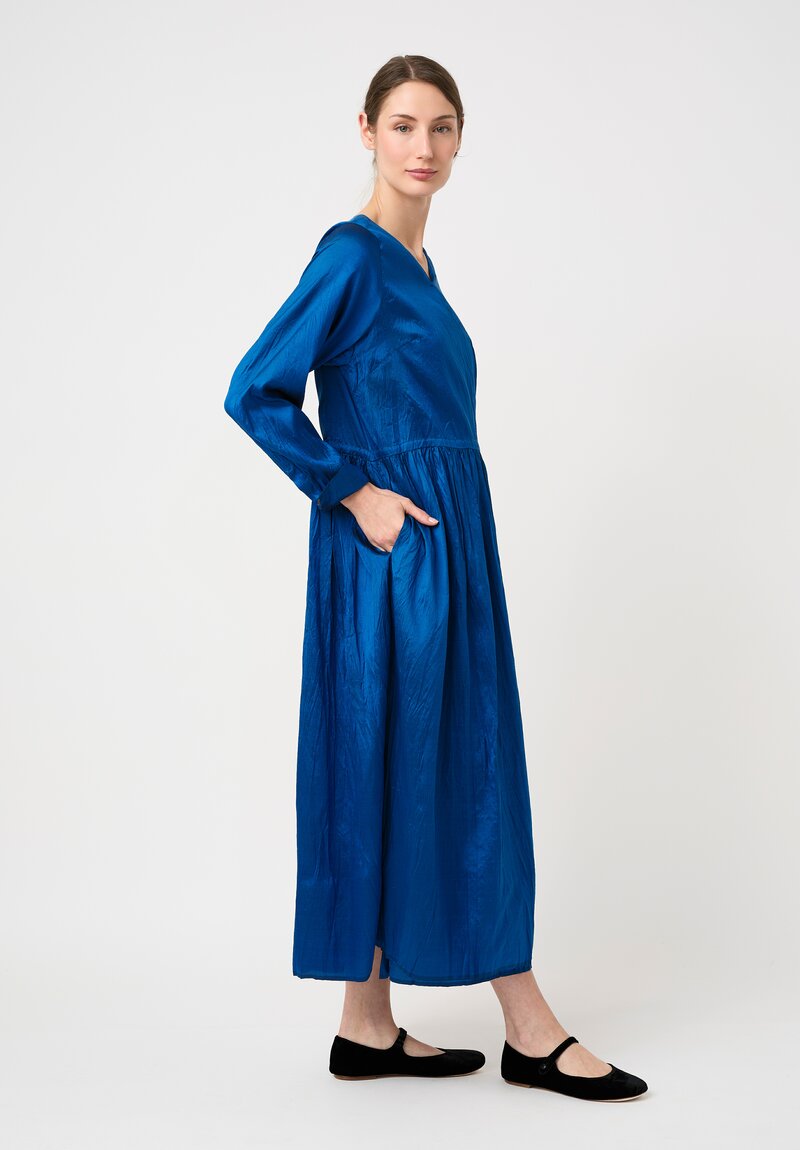 Christian Peau Gathered Silk Wrap Dress in Ocean Blue