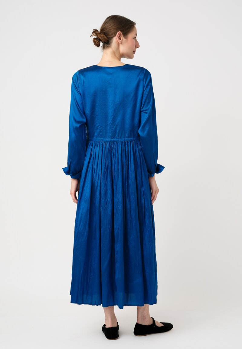 Christian Peau Gathered Silk Wrap Dress in Ocean Blue