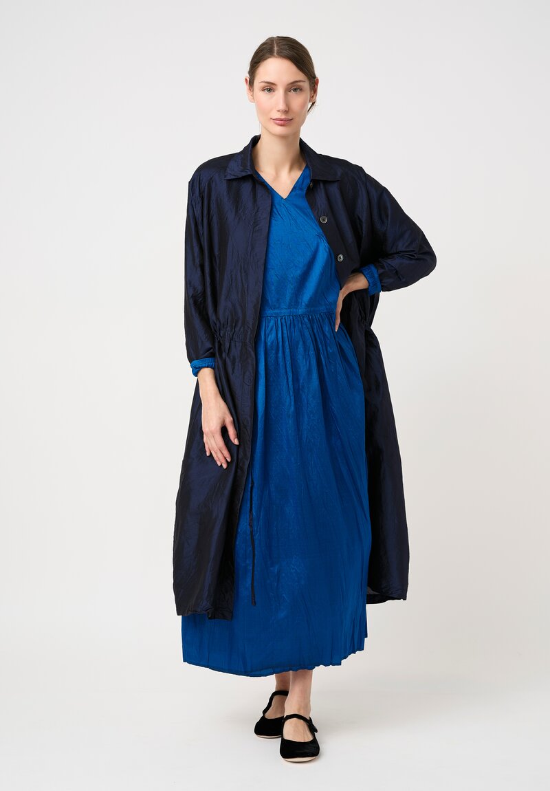 Christian Peau Gathered Silk Wrap Dress in Ocean Blue