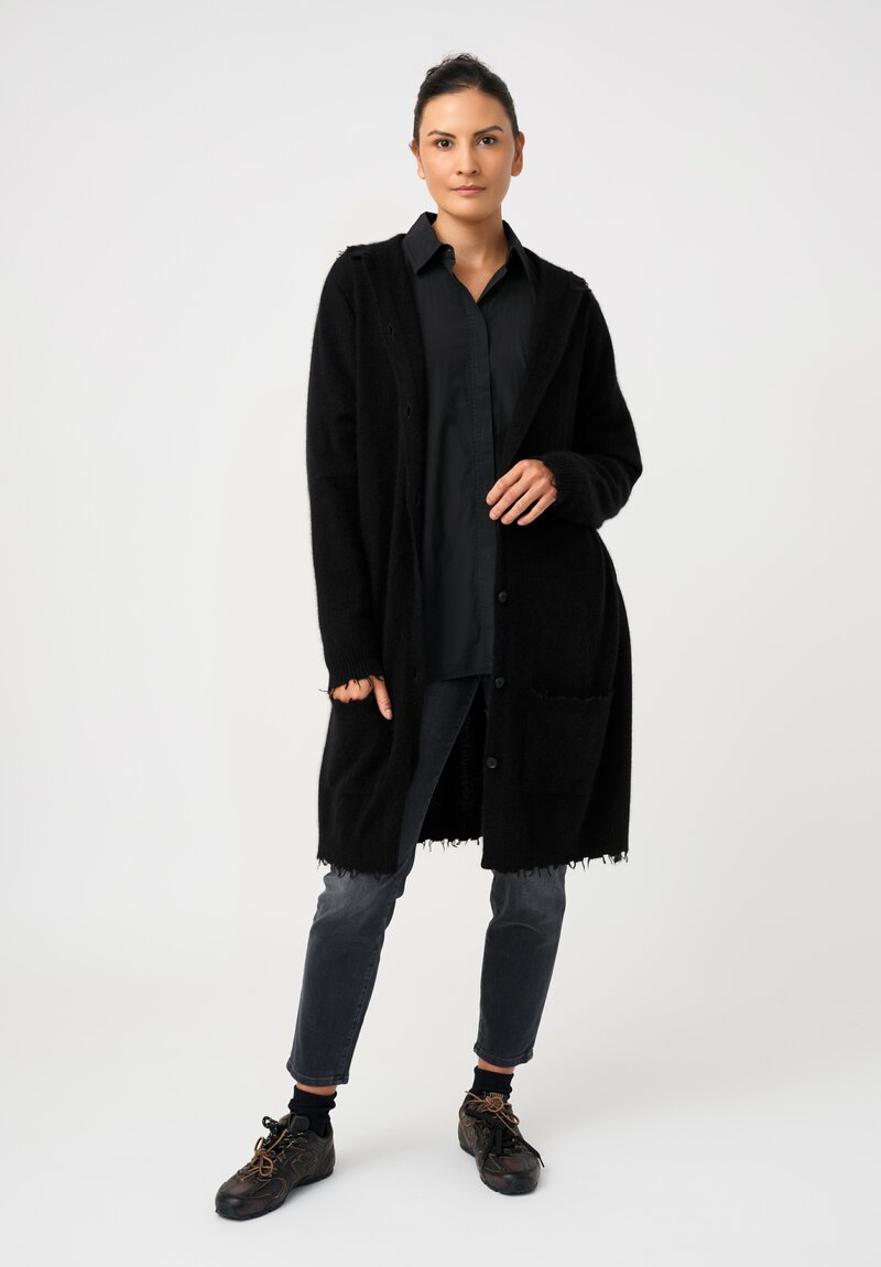 Rundholz Black Label Cotton Concealed Button-Down Placket Smock Shirt in Mars Black