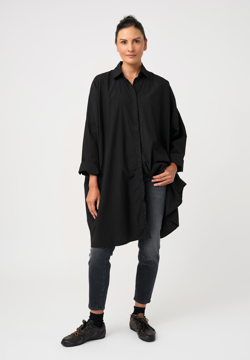 Rundholz Black Label Cotton Concealed Button-Down Placket Smock Tunic in Mars Black
