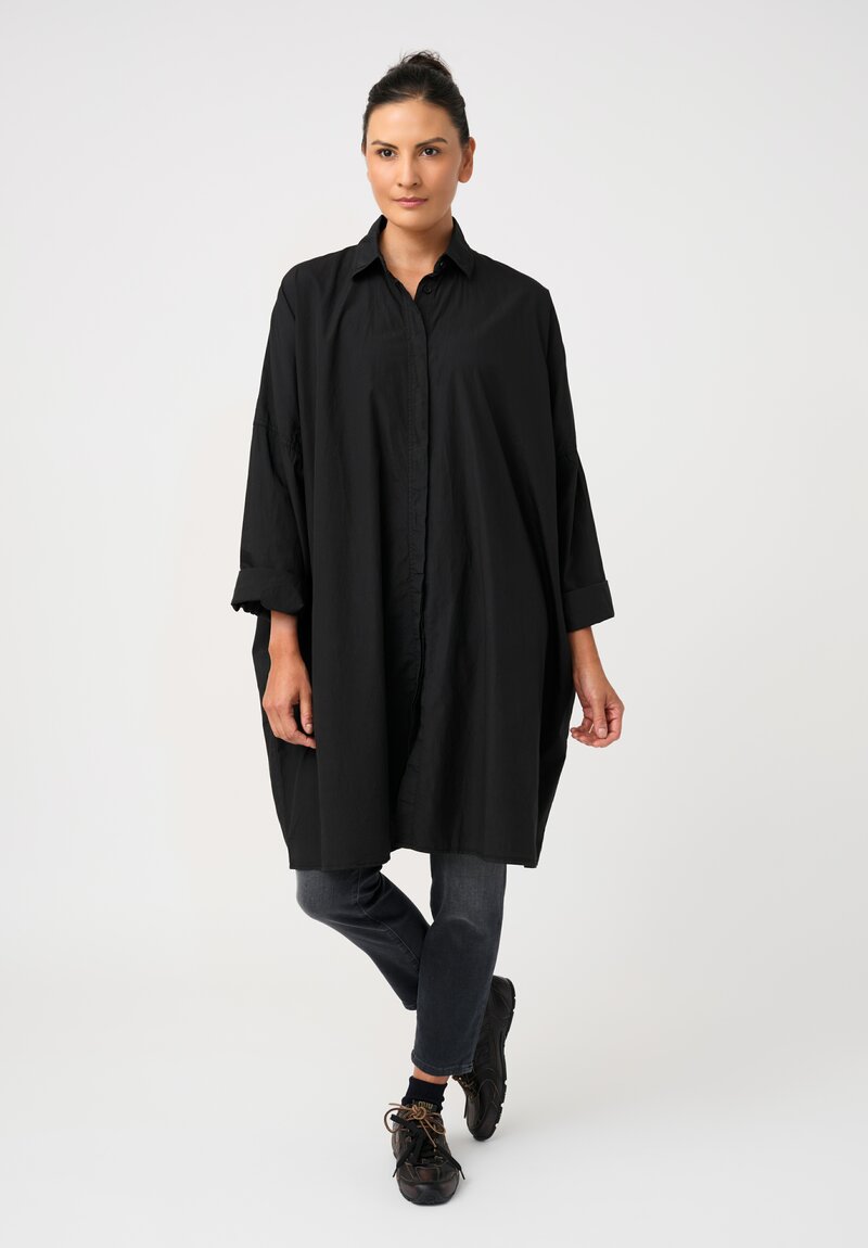Rundholz Black Label Cotton Concealed Button-Down Placket Smock Tunic in Mars Black