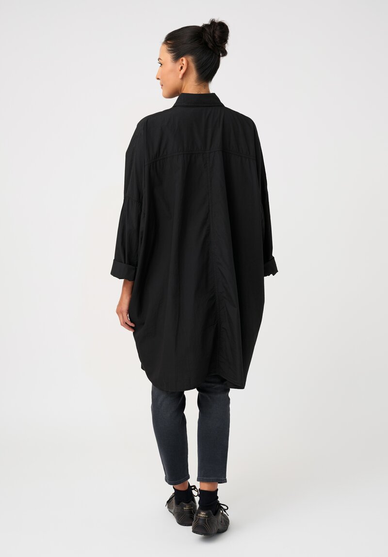 Rundholz Black Label Cotton Concealed Button-Down Placket Smock Tunic in Mars Black