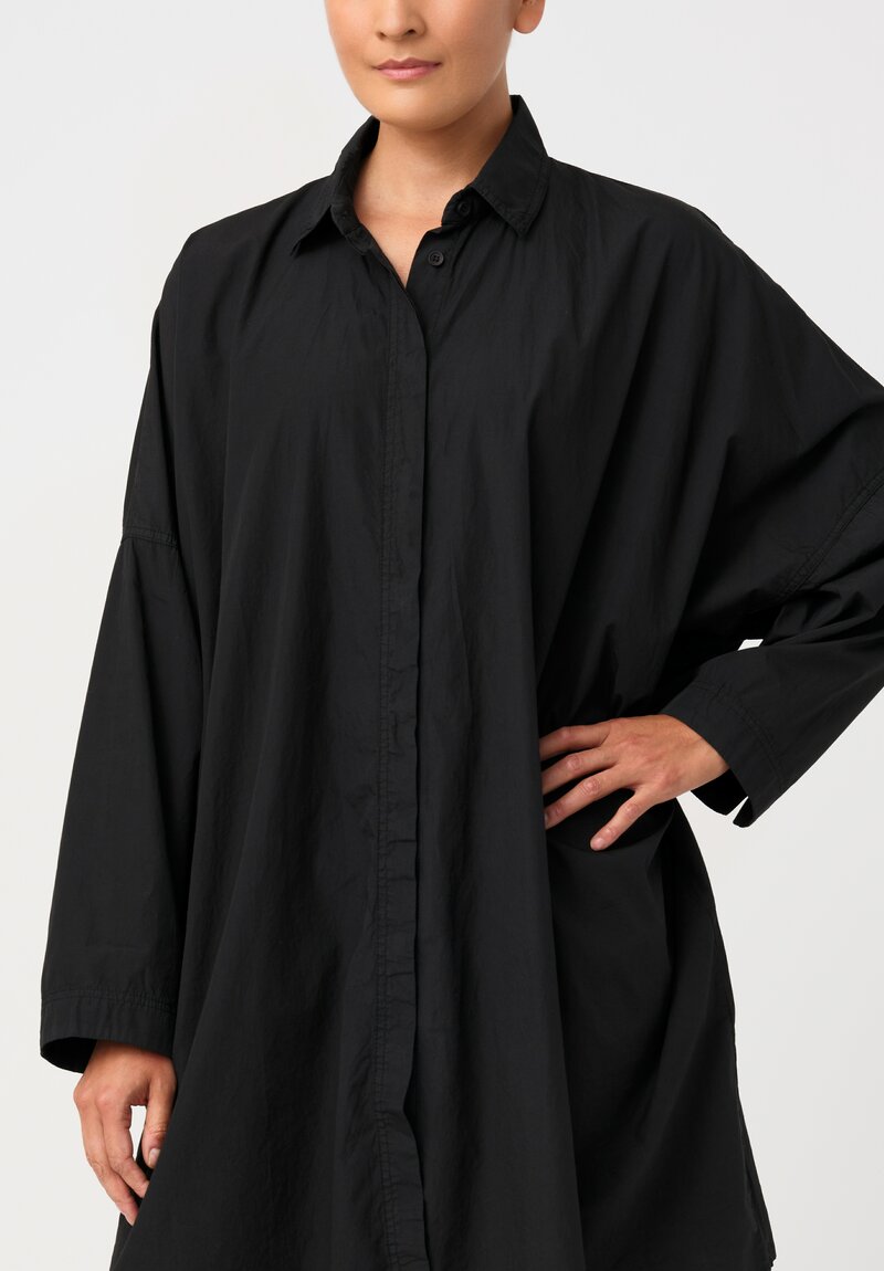 Rundholz Black Label Cotton Concealed Button-Down Placket Smock Tunic in Mars Black