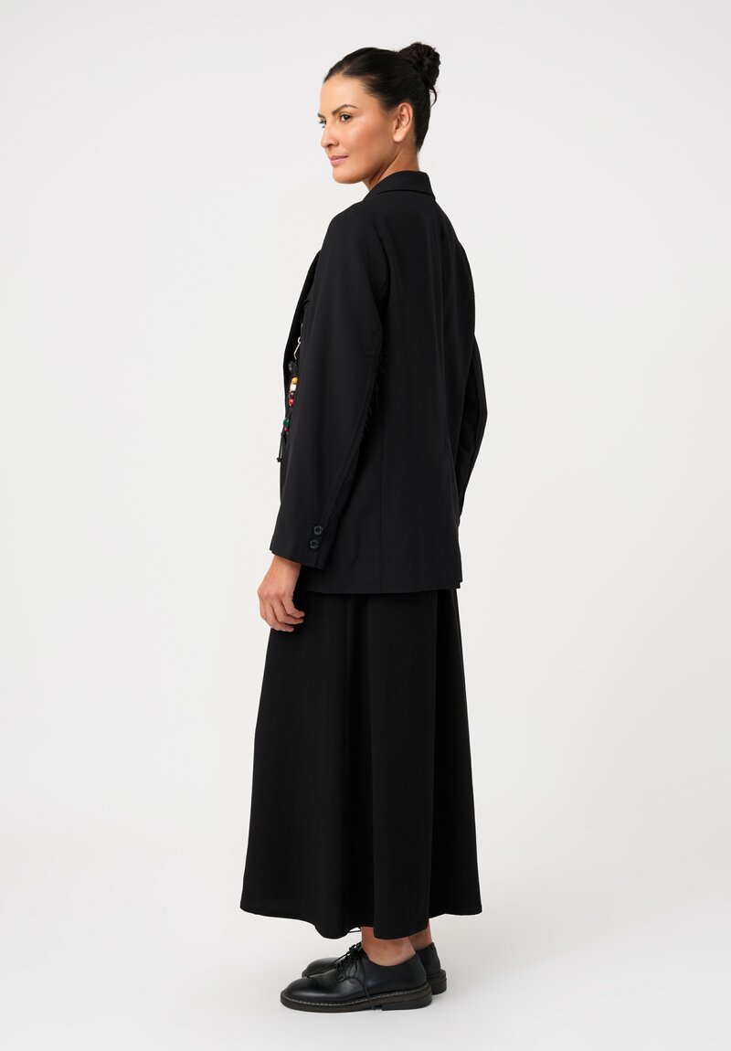 Song for the Mute Tailored Blazer with Removable Wooden Beaded Keychain Detail in Black