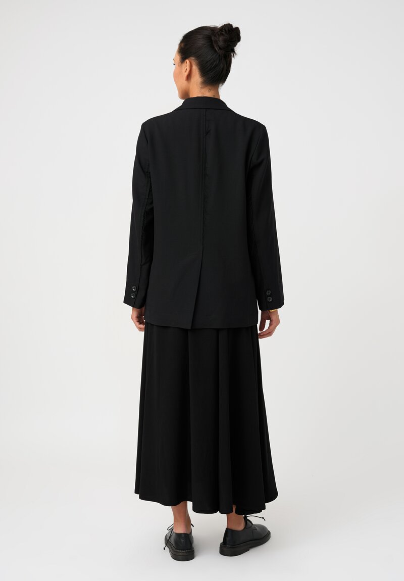 Song for the Mute Tailored Blazer with Removable Wooden Beaded Keychain Detail in Black