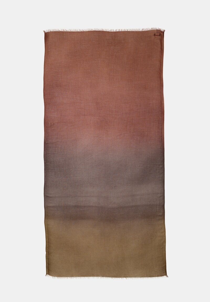 Faliero Sarti Cashmere Silk Gradient Nuby Scarf Brown to Olive