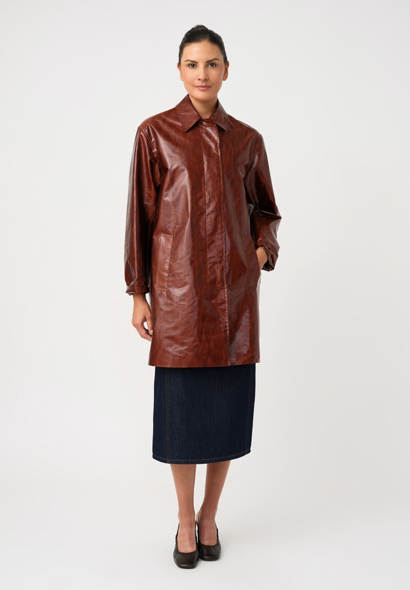 Dries Van Noten Water Repellent Tie Waist Ramblasa Coat in Cognac Brown