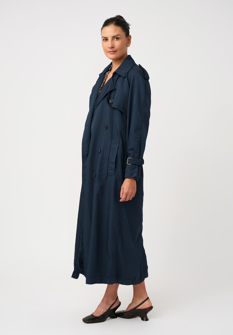 Dries Van Noten Twill Weave Ristos Trench Coat in Peacock Teal Blue