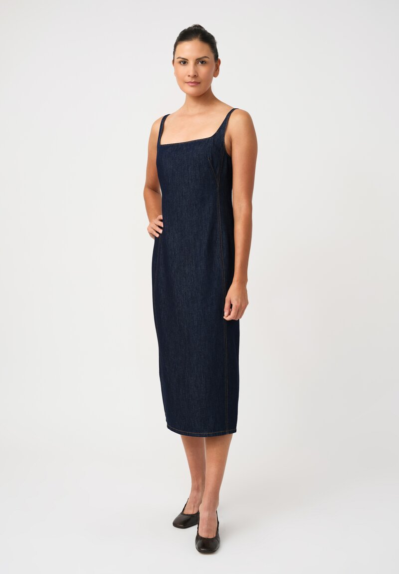 Dries Van Noten Cotton Denim Debano Tank Dress in Indigo Blue