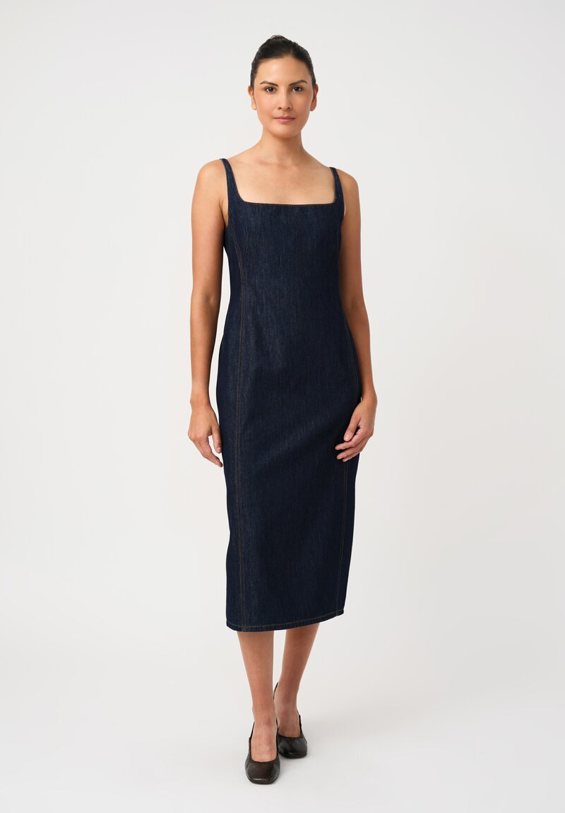 Dries Van Noten Cotton Denim Debano Tank Dress in Indigo Blue