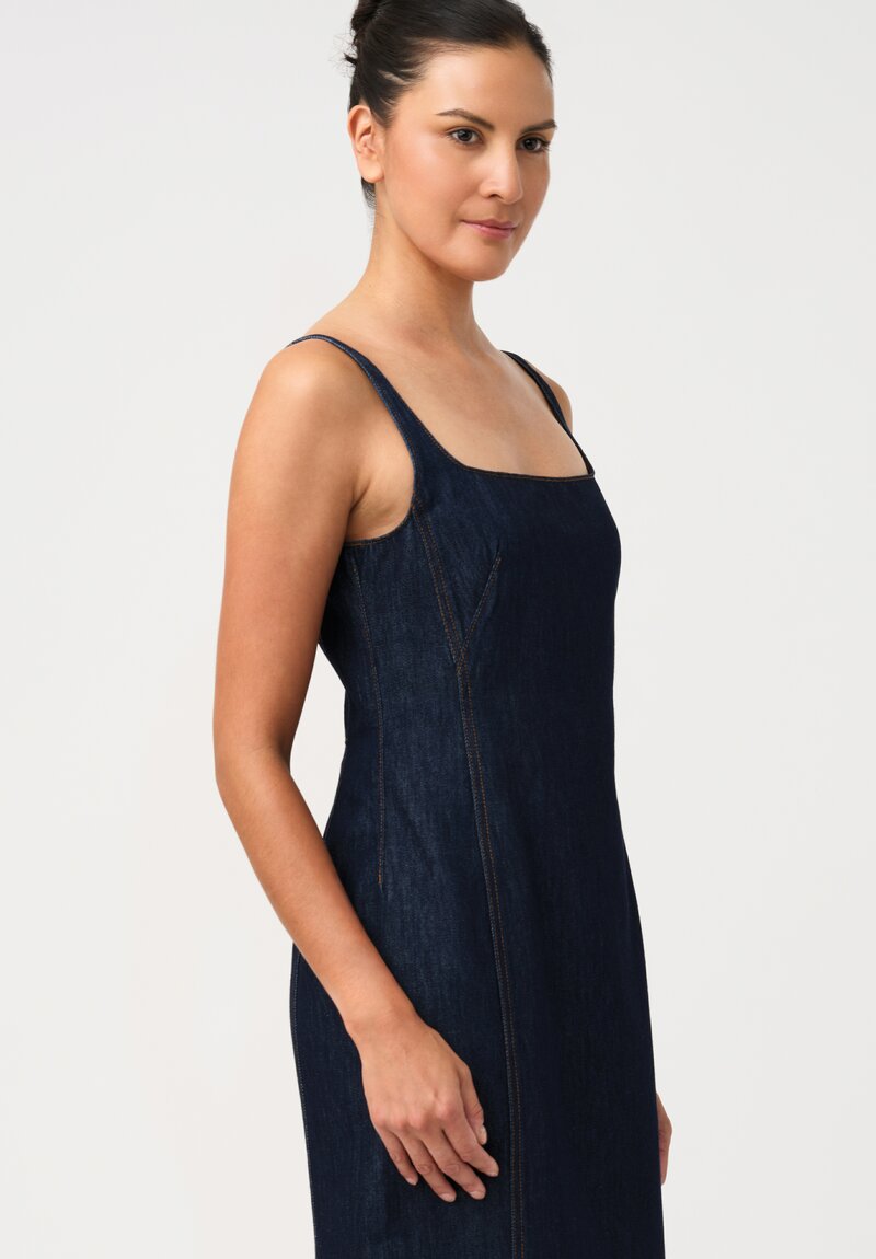 Dries Van Noten Cotton Denim Debano Tank Dress in Indigo Blue