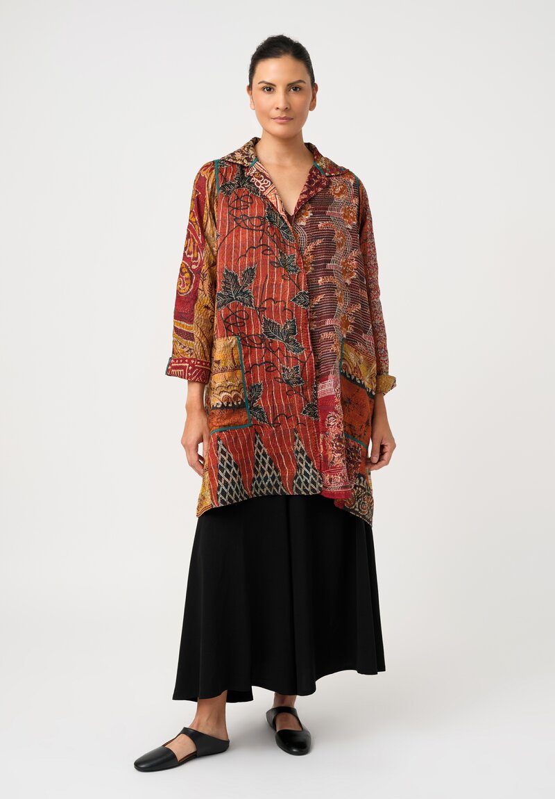 Mieko Mintz Vintage Silk Kantha A-Line Duster