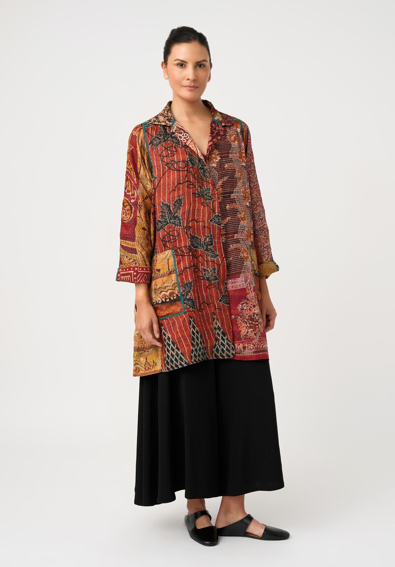 Mieko Mintz Vintage Silk Kantha A-Line Duster