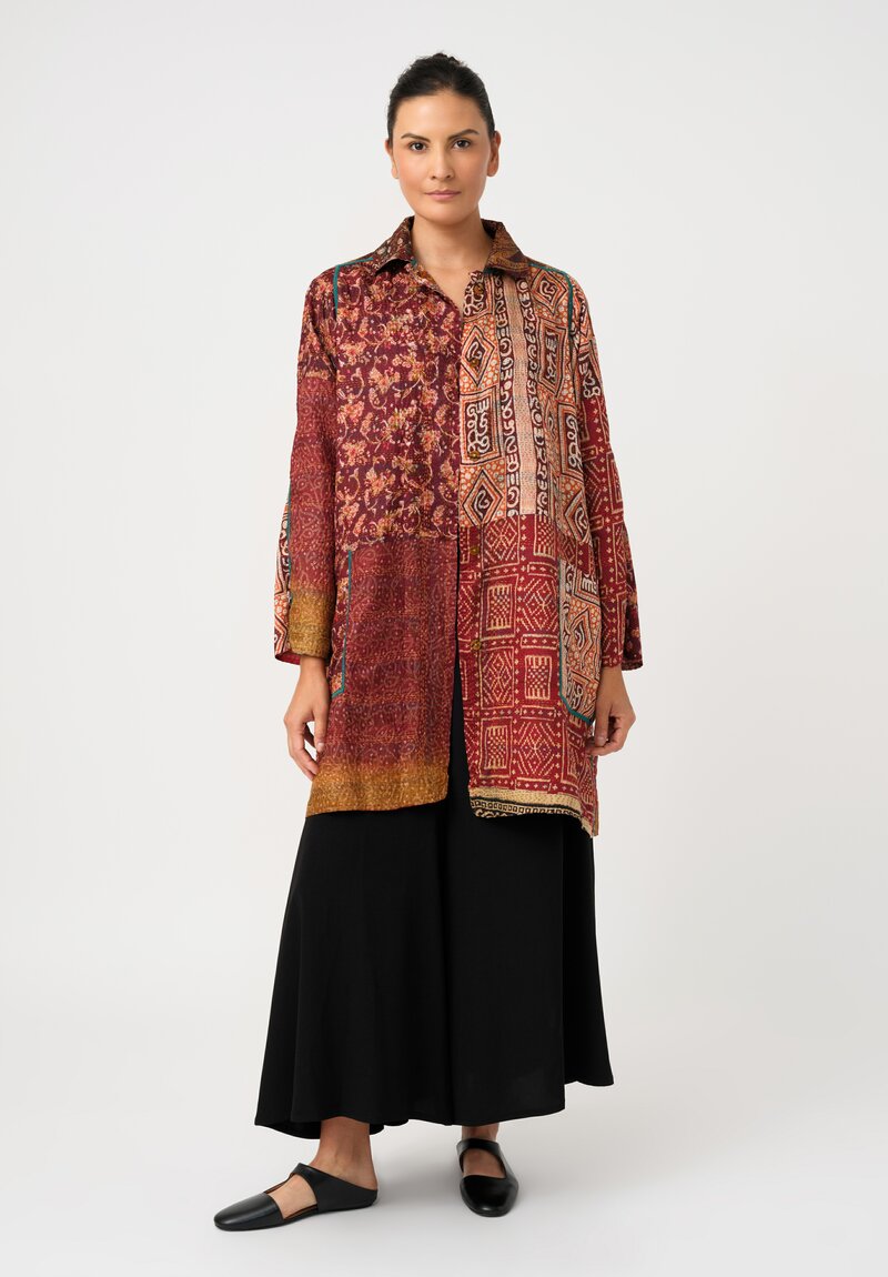 Mieko Mintz Vintage Silk Kantha A-Line Duster