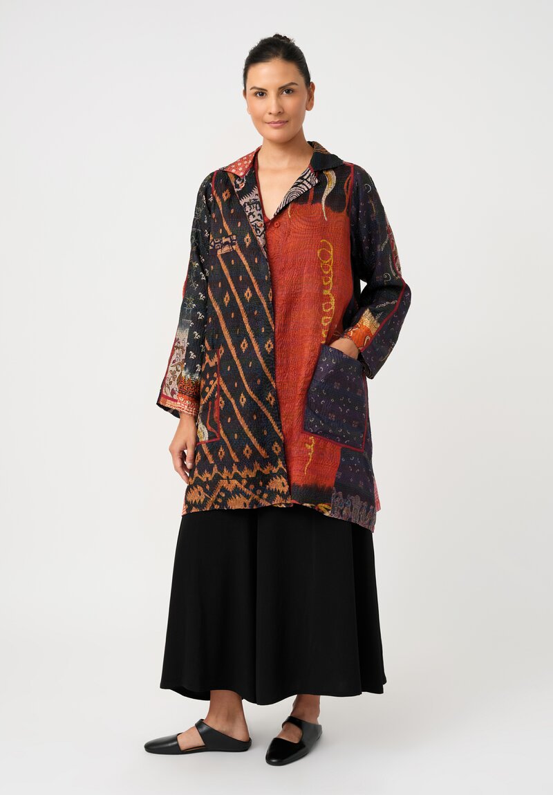 Mieko Mintz Vintage Silk Kantha A-Line Duster