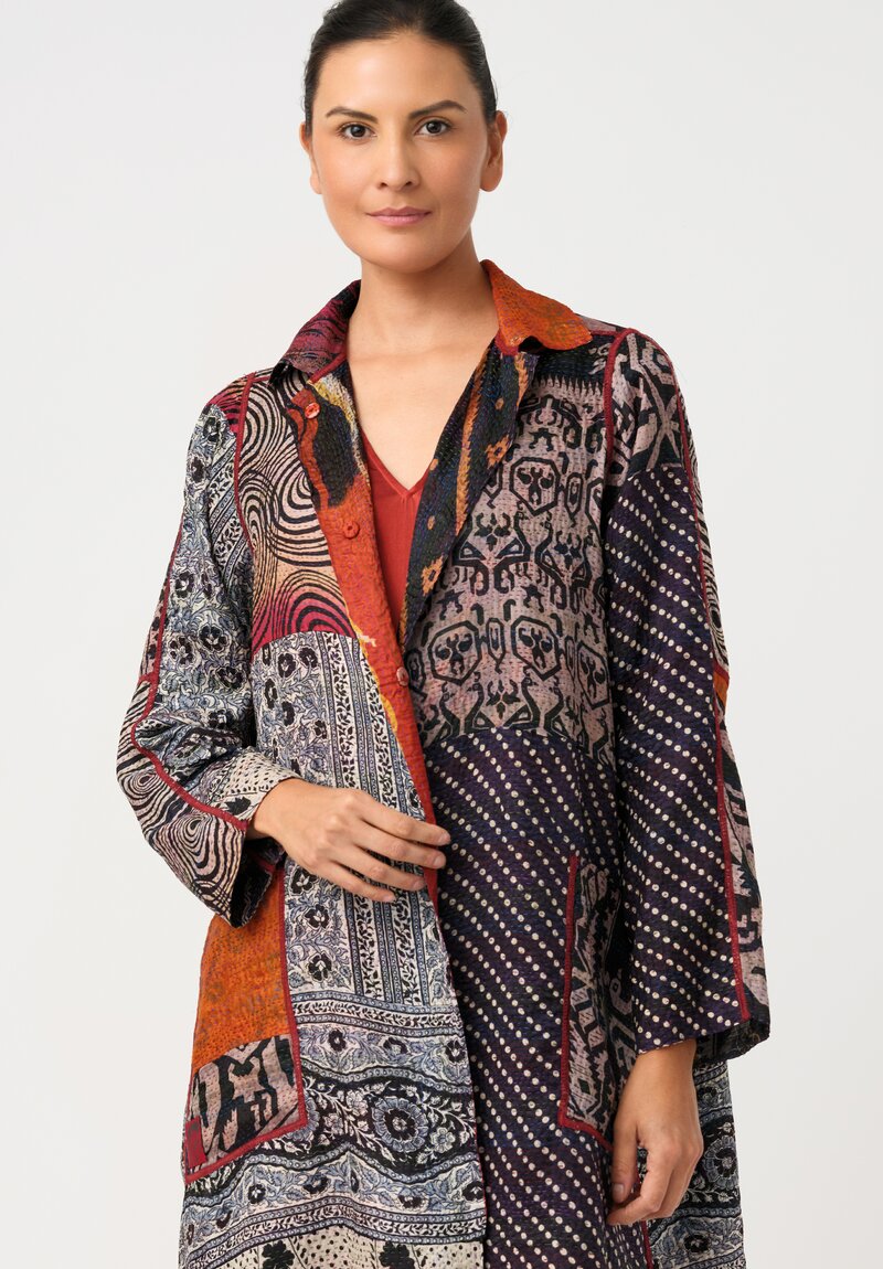Mieko Mintz Vintage Silk Kantha A-Line Duster