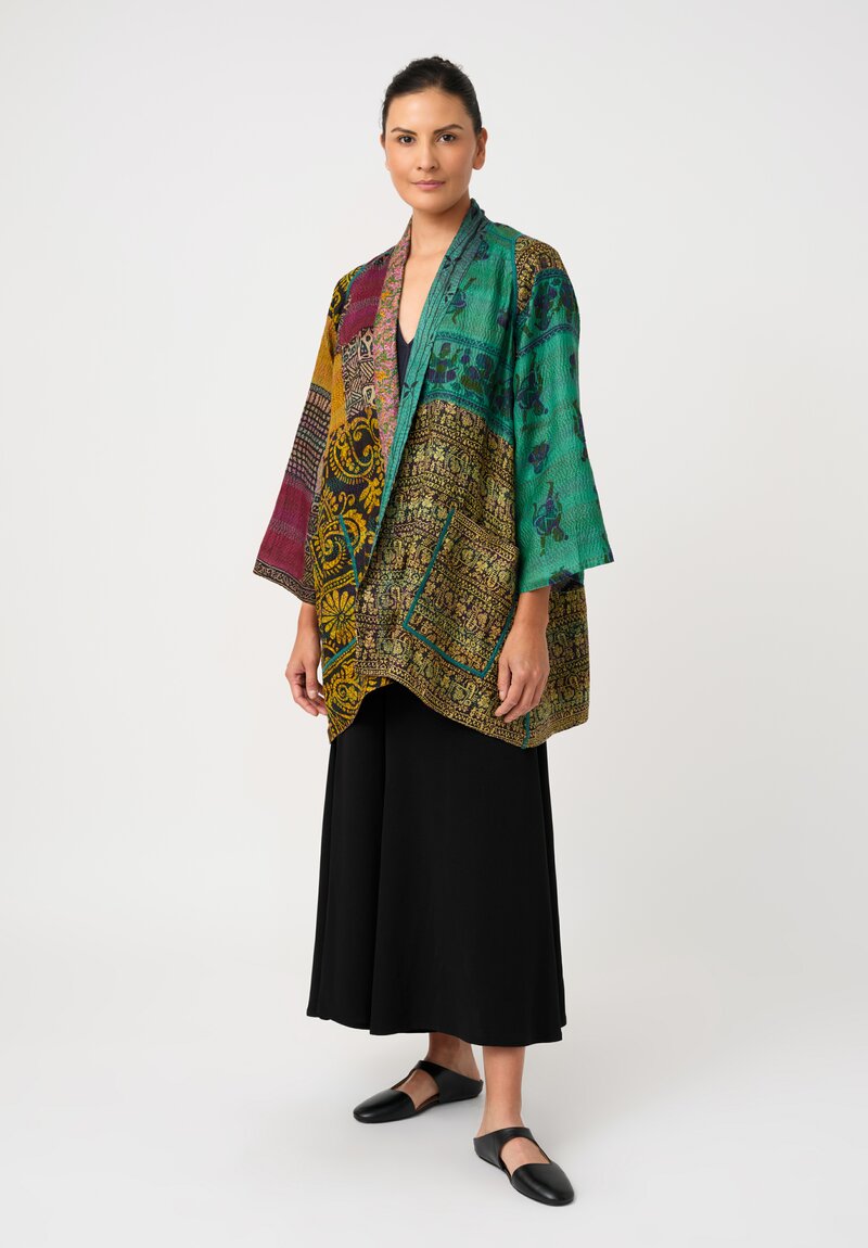 Mieko Mintz 2-Layer Vintage Silk Kantha A-Line Jacket