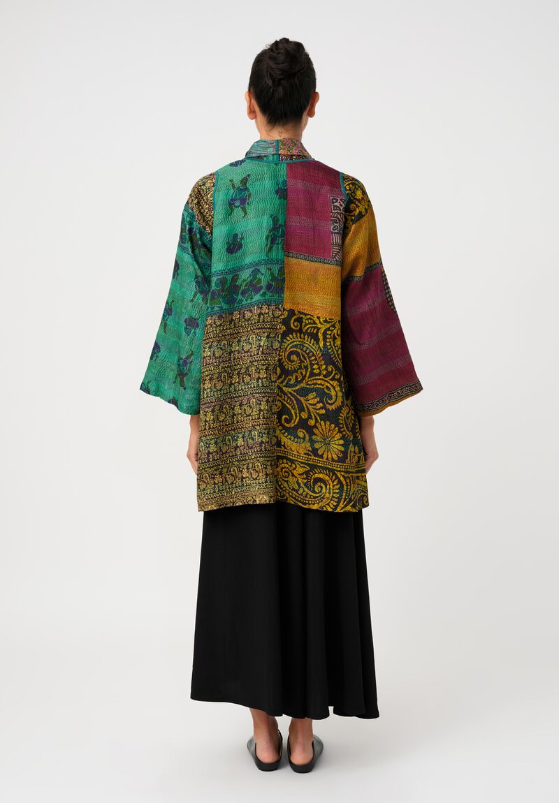 Mieko Mintz 2-Layer Vintage Silk Kantha A-Line Jacket