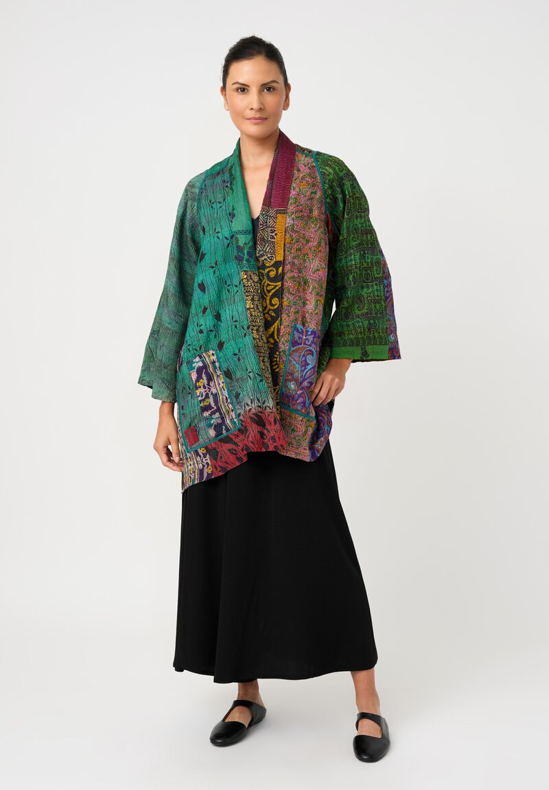 Mieko Mintz 2-Layer Vintage Silk Kantha A-Line Jacket
