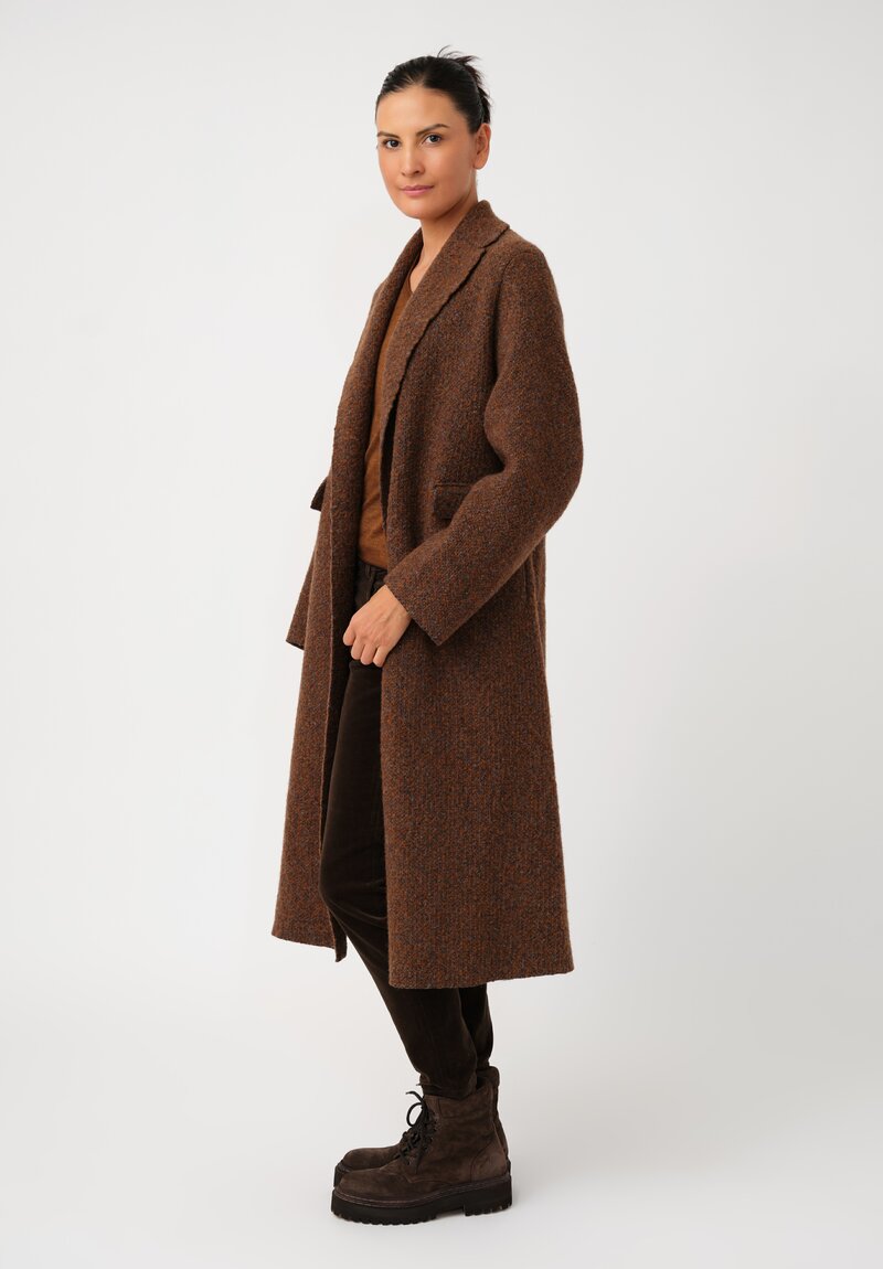 Boboutic Thermal Alpaca Knit Coat in Tobacco Brown Salt & Pepper Mix
