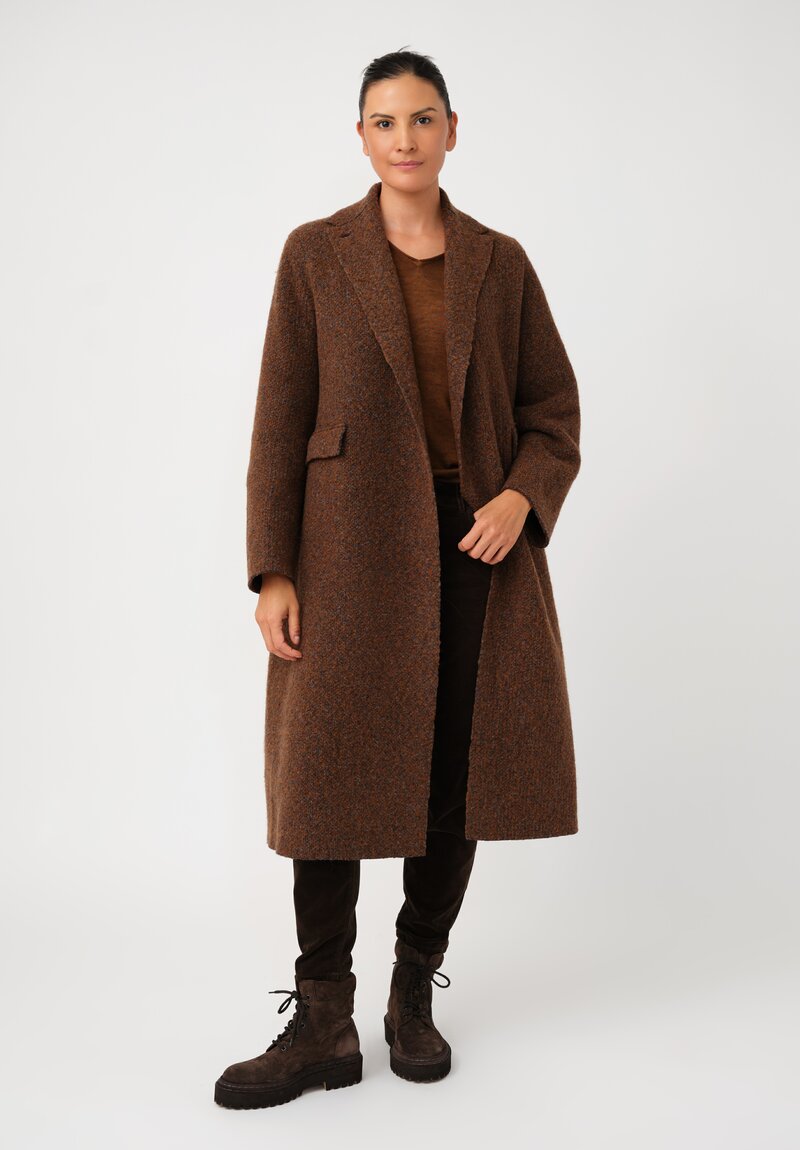 Boboutic Thermal Alpaca Knit Coat in Tobacco Brown Salt & Pepper Mix