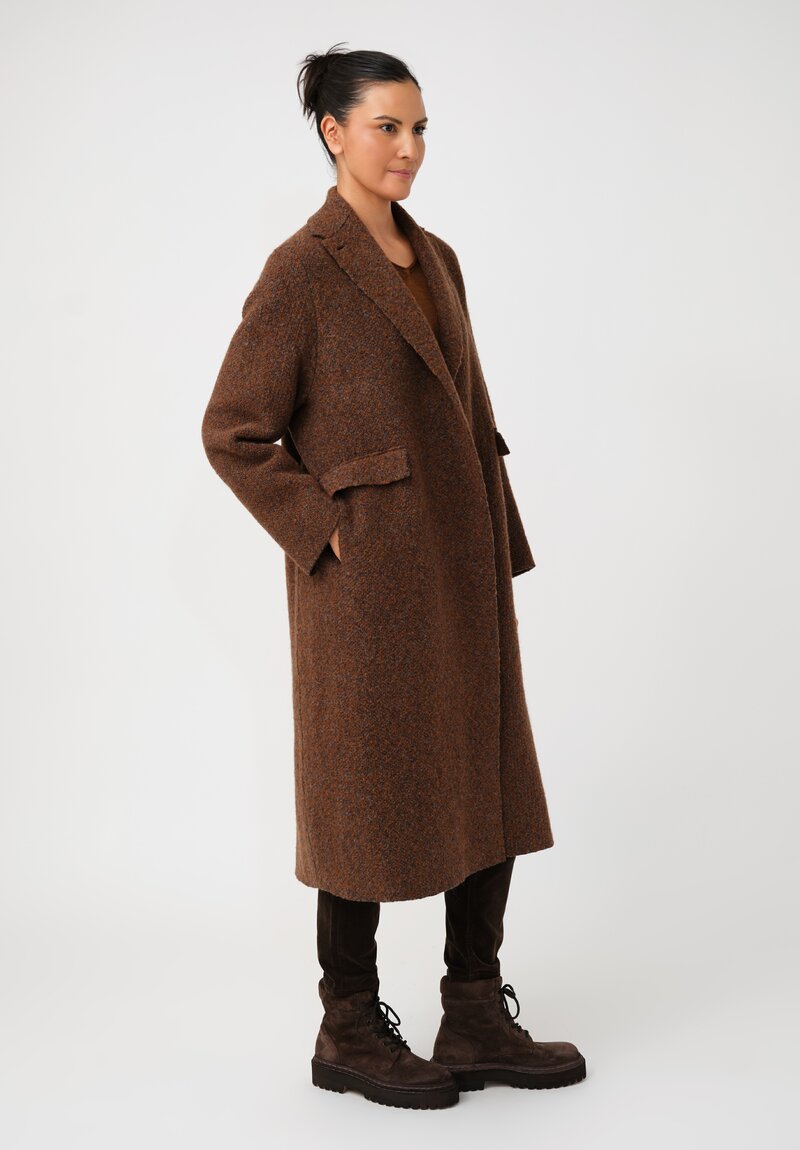 Boboutic Thermal Alpaca Knit Coat in Tobacco Brown Salt & Pepper Mix