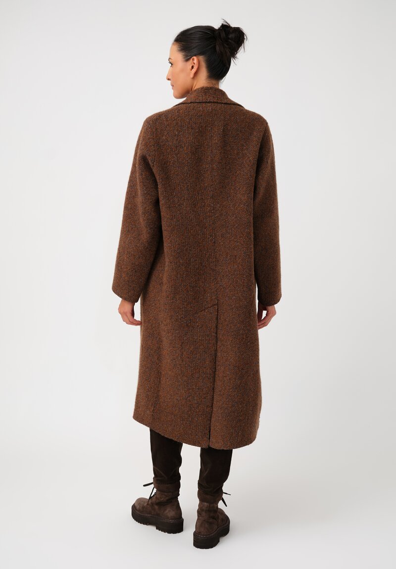 Boboutic Thermal Alpaca Knit Coat in Tobacco Brown Salt & Pepper Mix