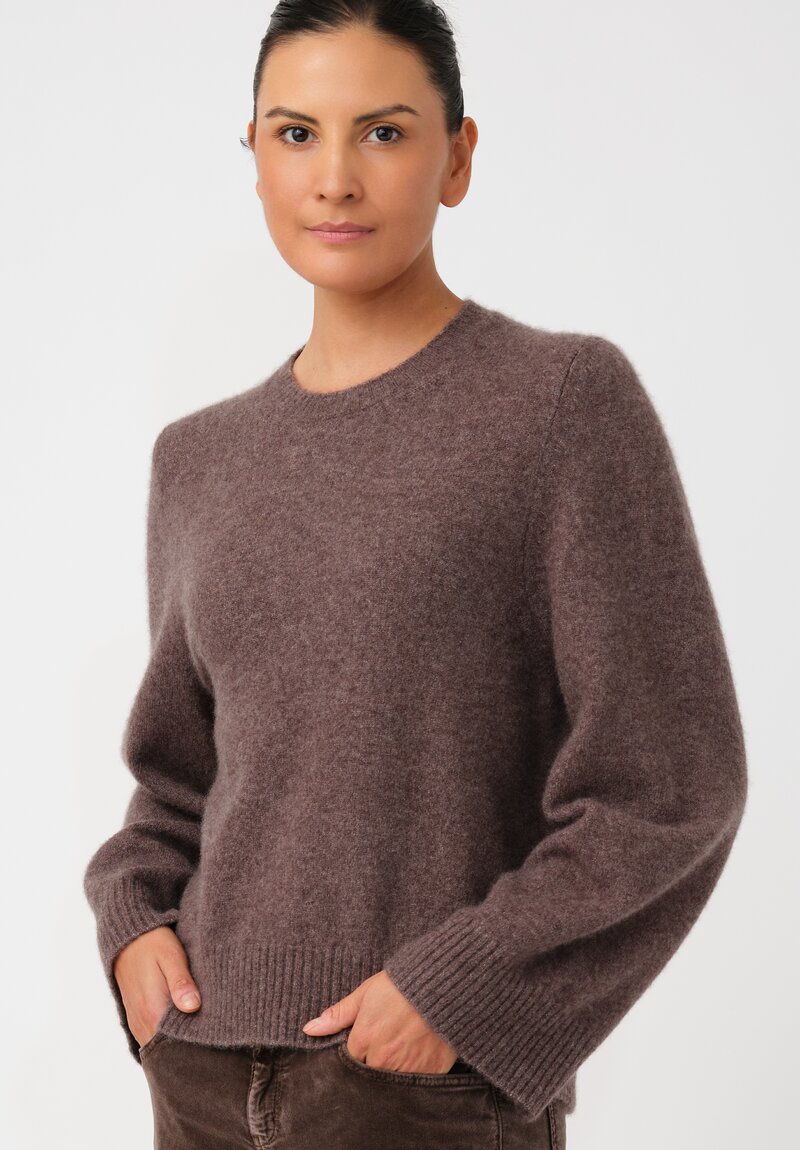 Boboutic Cashmere & Silk Balloon Sleeves Sweater in Taupe Grey