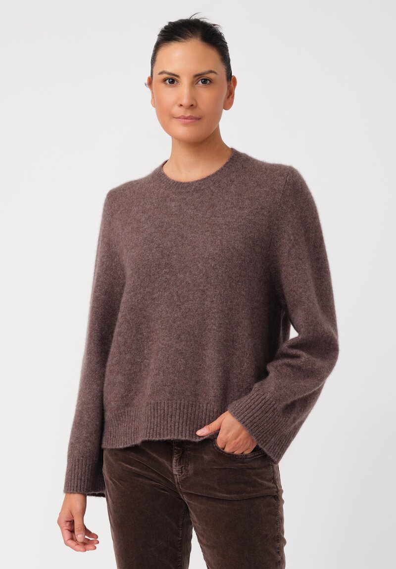 Boboutic Cashmere & Silk Balloon Sleeves Sweater in Taupe Grey