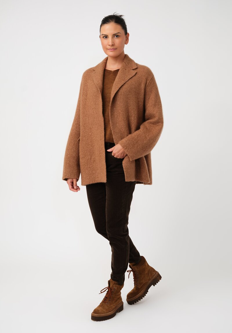 Boboutic Cashmere & Silk Open Front Jacket in Peanut Brown