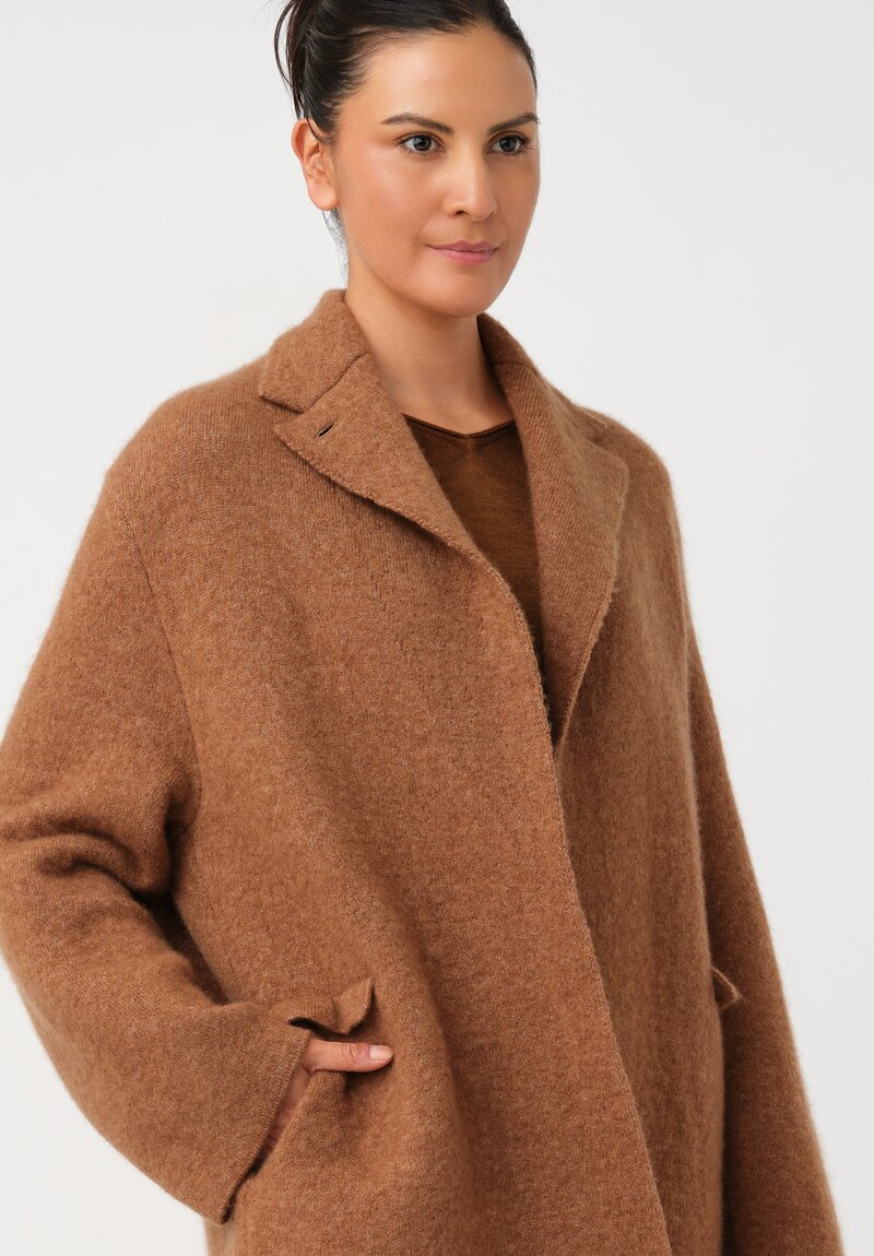 Boboutic Cashmere & Silk Open Front Jacket in Peanut Brown