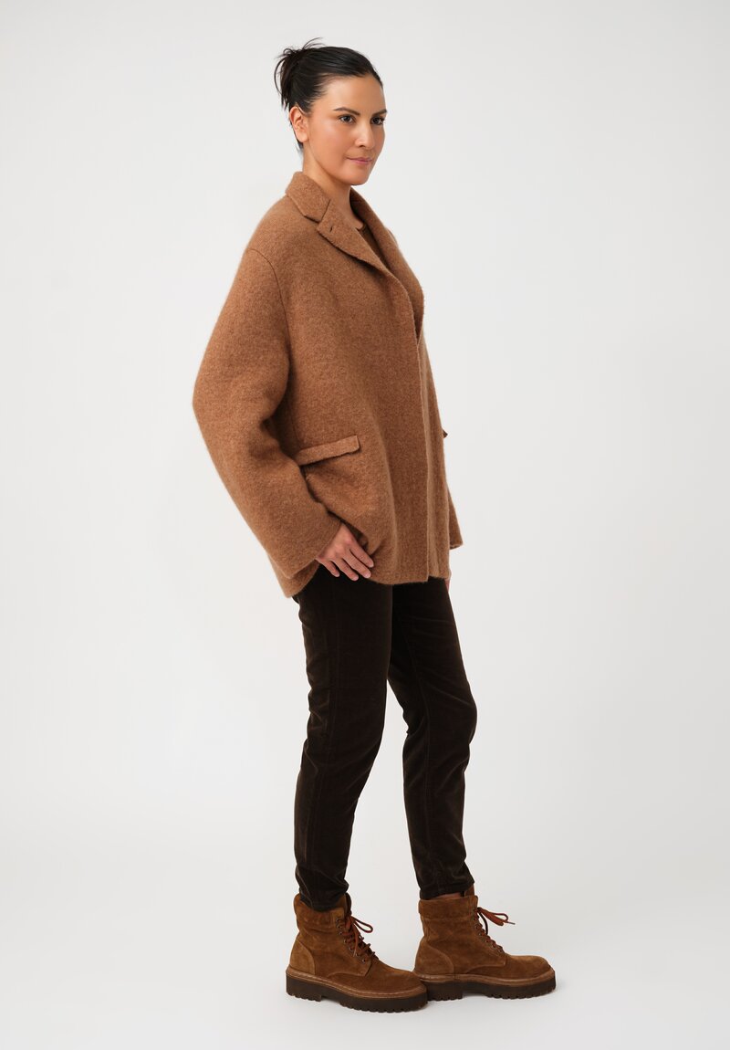 Boboutic Cashmere & Silk Open Front Jacket in Peanut Brown
