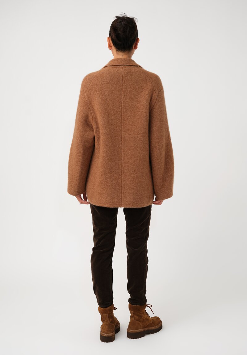 Boboutic Cashmere & Silk Open Front Jacket in Peanut Brown