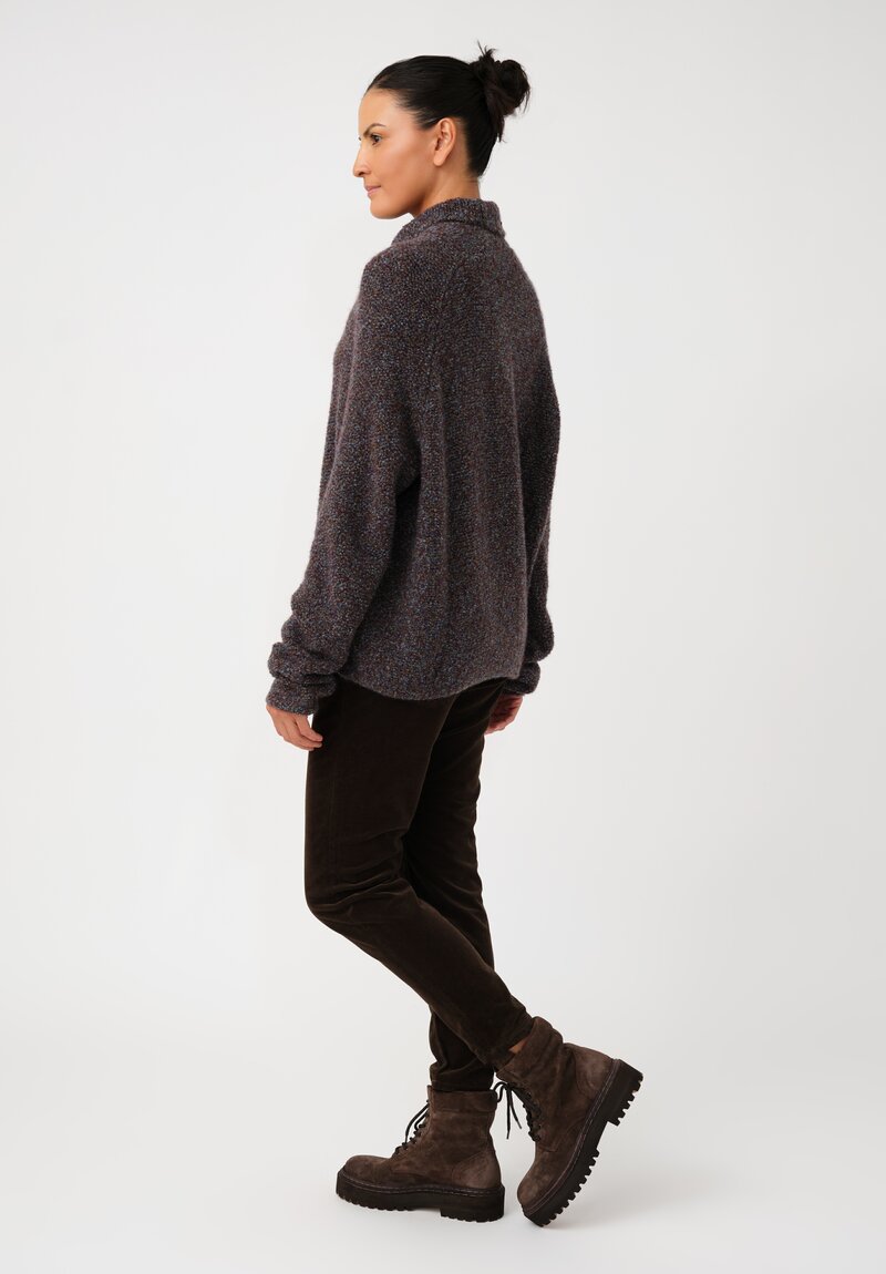 Boboutic Cashmere & Silk Turtleneck Sweater in Avio Blue Salt & Pepper Mix