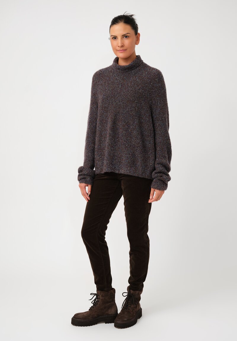 Boboutic Cashmere & Silk Turtleneck Sweater in Avio Blue Salt & Pepper Mix