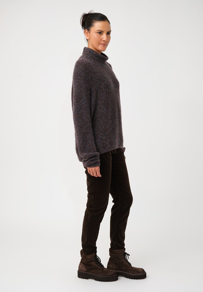 Boboutic Cashmere & Silk Turtleneck Sweater in Avio Blue Salt & Pepper Mix