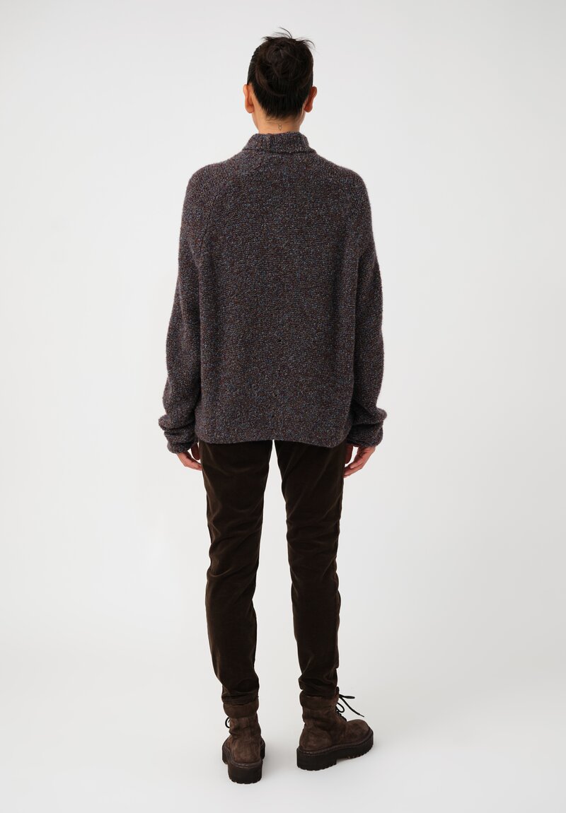 Boboutic Cashmere & Silk Turtleneck Sweater in Avio Blue Salt & Pepper Mix