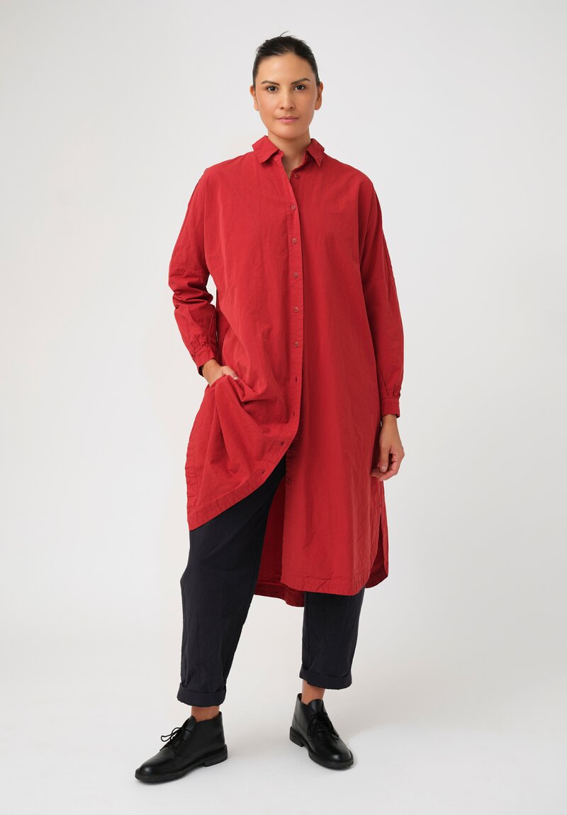 Casey Casey Paper Cotton Pleated Back Yuri Tunic in Red