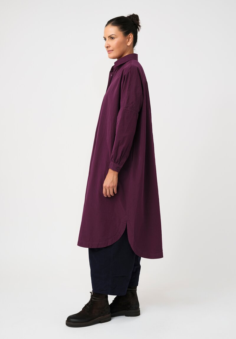 Casey Casey Washed Paper Cotton Pleated Back Yuri Tunic in Blackberry Purple