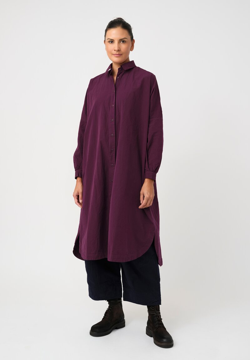 Casey Casey Washed Paper Cotton Pleated Back Yuri Tunic in Blackberry Purple