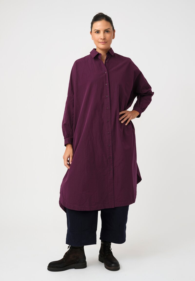 Casey Casey Washed Paper Cotton Pleated Back Yuri Tunic in Blackberry Purple