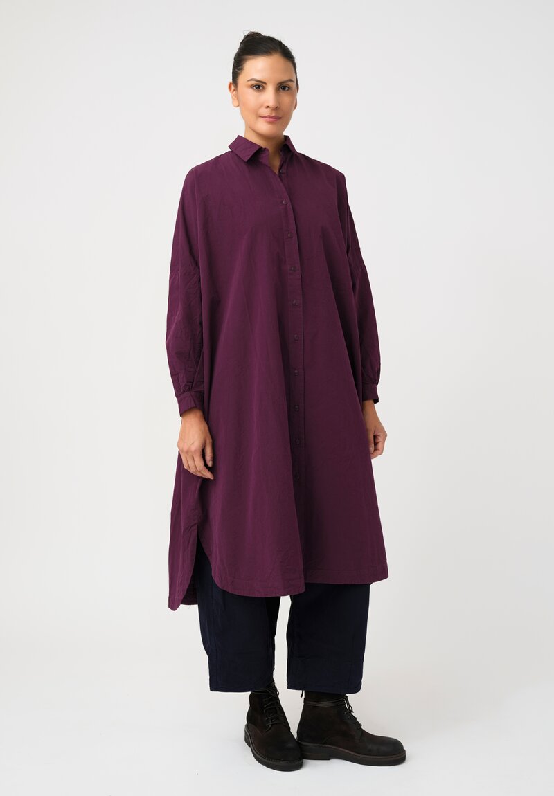 Casey Casey Washed Paper Cotton Pleated Back Yuri Tunic in Blackberry Purple