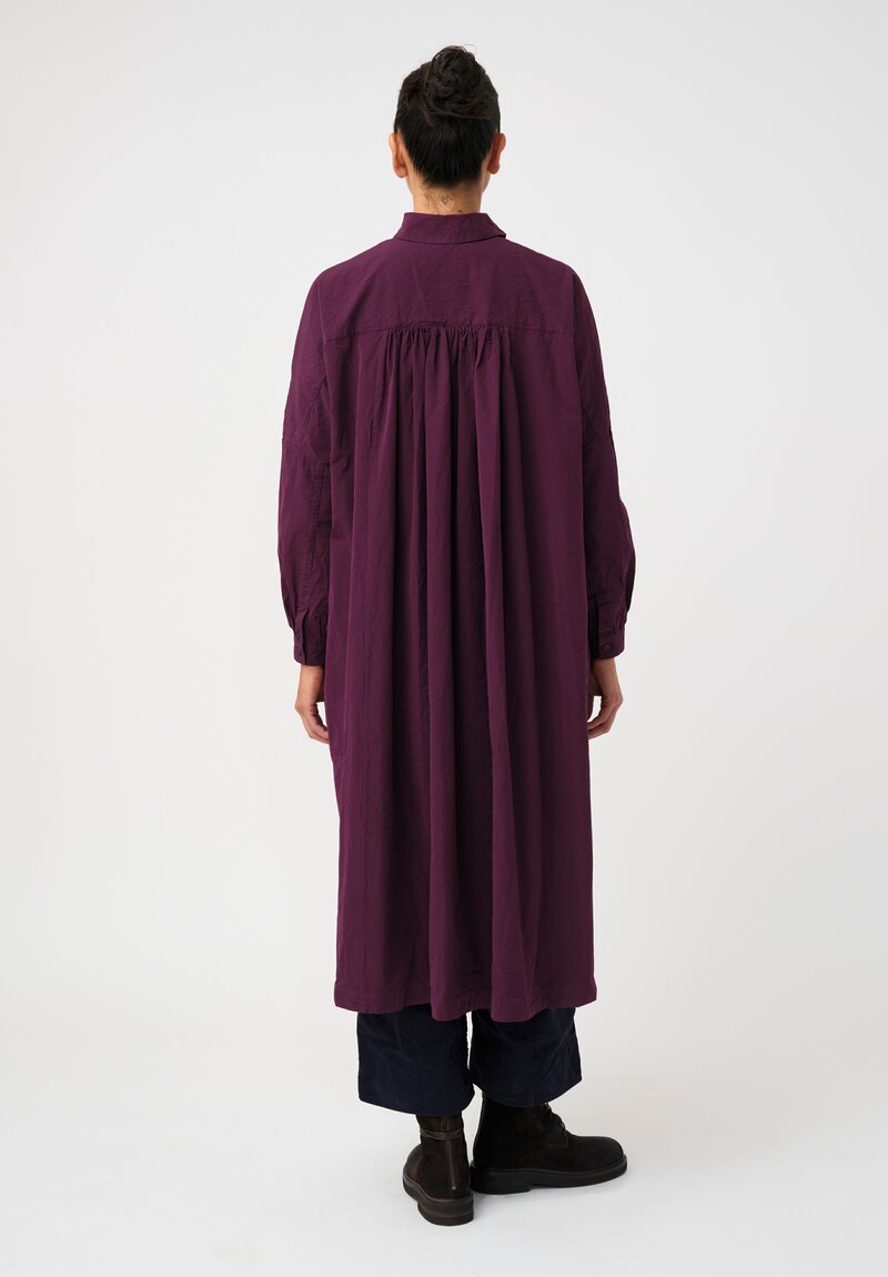 Casey Casey Washed Paper Cotton Pleated Back Yuri Tunic in Blackberry Purple