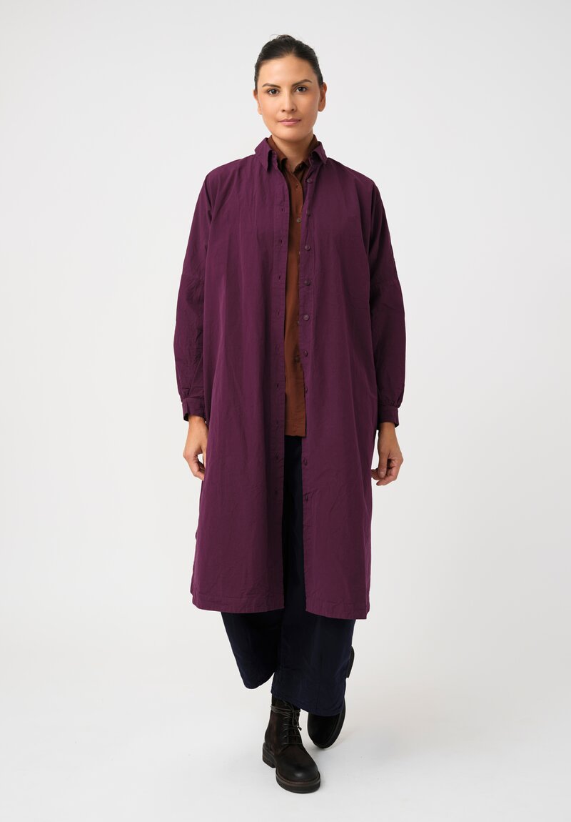 Casey Casey Washed Paper Cotton Pleated Back Yuri Tunic in Blackberry Purple