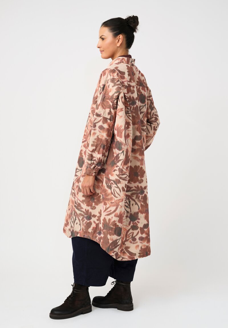 Casey Casey Linen Ikat Dyed Yupi Tunic in Blush & Rosewood Pink Botanics