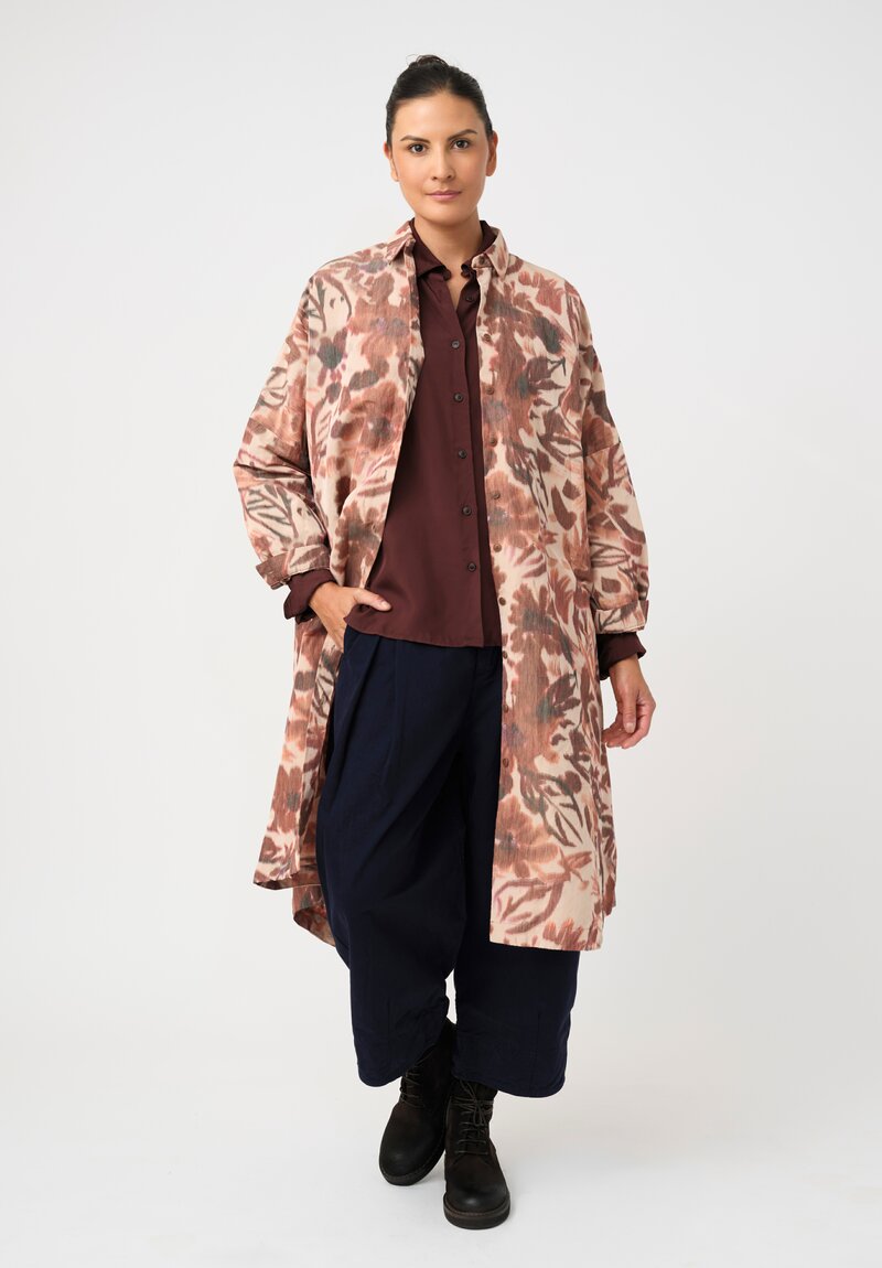 Casey Casey Linen Ikat Dyed Yupi Tunic in Blush & Rosewood Pink Botanics